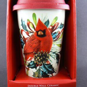 NIB LENOX CARDINAL WINTER GREETINGS THERMAL TRAVEL MUG 12 OZ